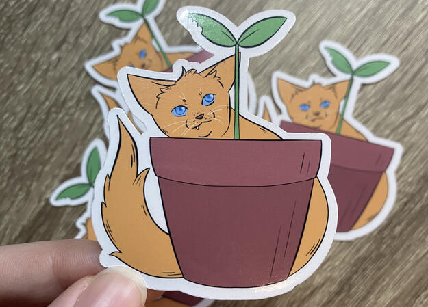 Plant cat sticker